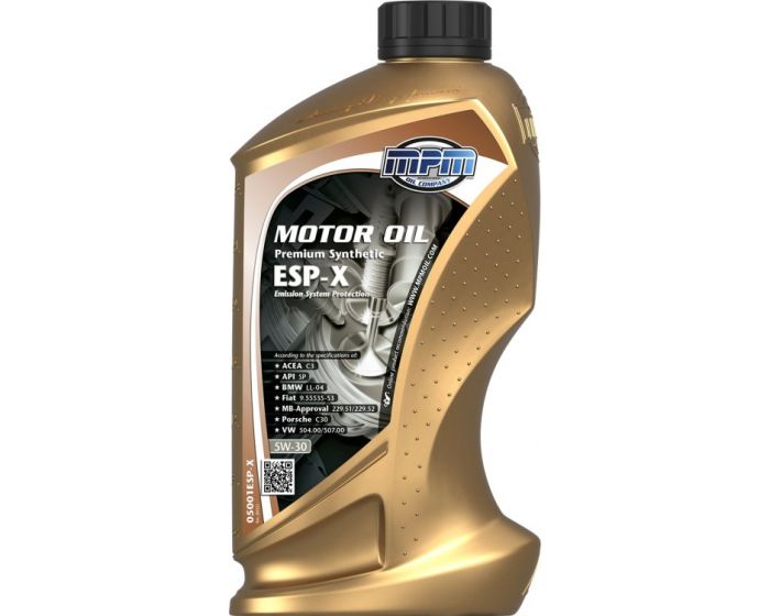 open haard Portugees Terugbetaling MPM Motorolie synthetisch 5W30 Premium synthetic ESP-X 1l